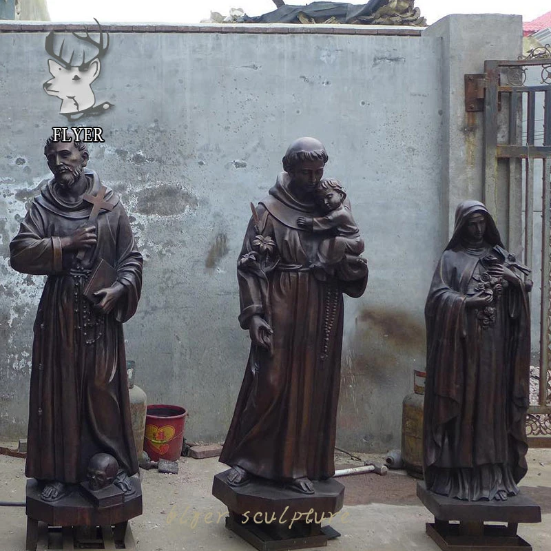 Metal Garden Art Religious Figure Statues Cast Bronze Holy Christian Family Sculpture