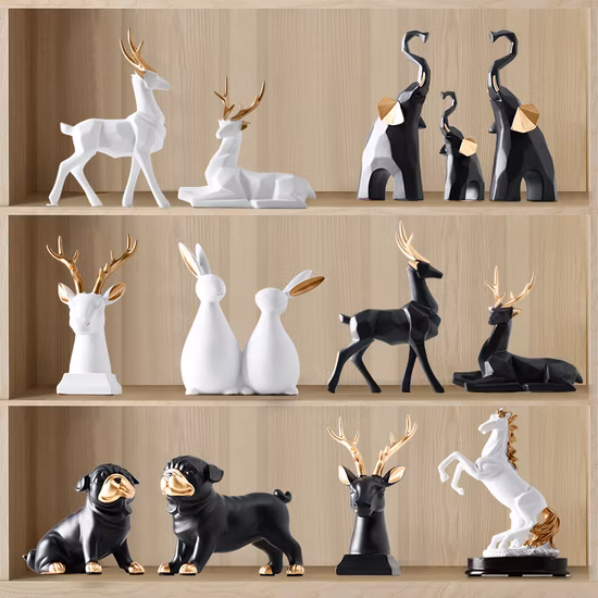 Figuras de animales decoración del hogar estatua de escultura de perro corriendo negro