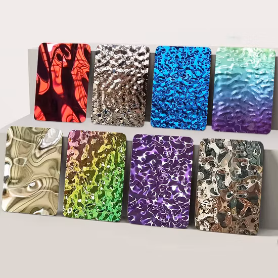 Hoja de acero inoxidable decorativa estampada/efecto ondulado del agua para la decoración del techo