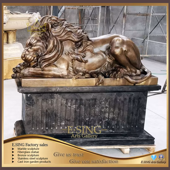 Estatua de tamaño natural del león de Foo del latón de la cera perdida de la escultura animal modificada para requisitos particulares